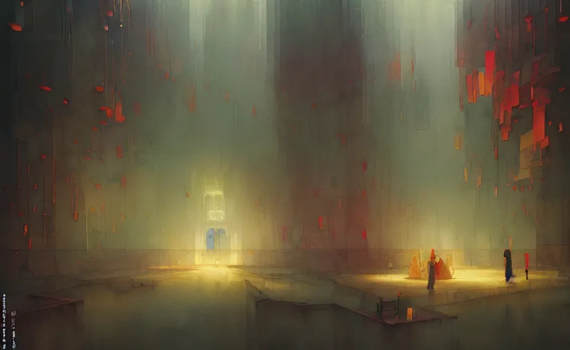 Prompt: armory. intricate, amazing composition, colorful watercolor, by ruan jia, by maxfield parrish, by marc simonetti, by hikari shimoda, by robert hubert, by zhang kechun, illustration, gloomy, volumetric lighting, fantasy