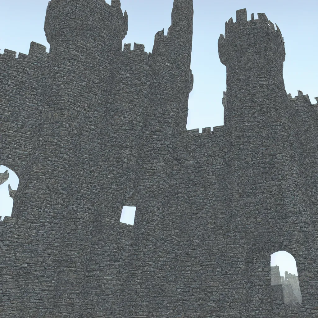 Image similar to celtic castle, 4 towers, photorealistic, hyper detailed, picture taken from the ground, first person perspective, realistic