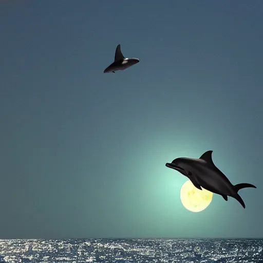 Image similar to dolphin fly in Moon