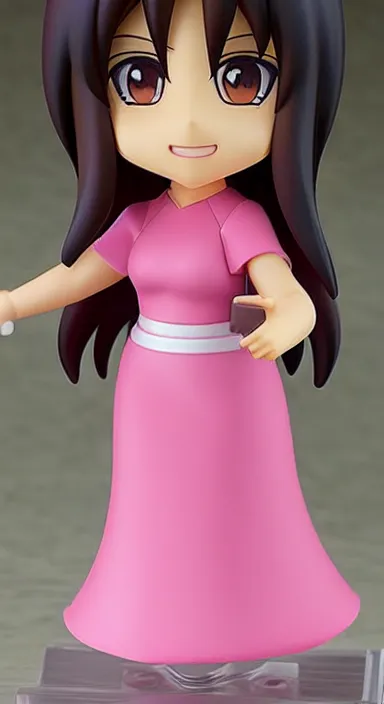 Prompt: leni robredo, an anime nendoroid of leni robredo in pink dress, figurine, detailed product photo, pink dress