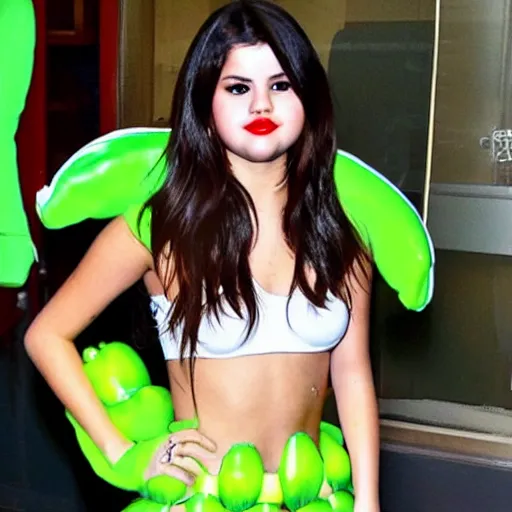 Image similar to selena gomez in celery costume