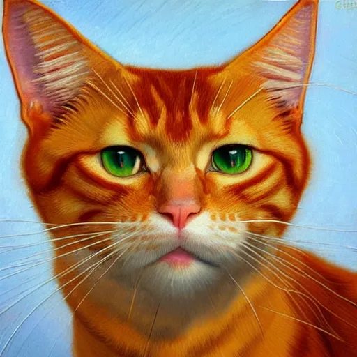 Image similar to ginger cat portrait painted by Van Gogh, hyper detailed, digital art, artstation, high definition cgsociety, sk, render, cinematic, symmetry, hyper realistic