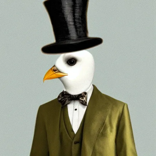 Image similar to gentlemanly bird wearing a bowler hat