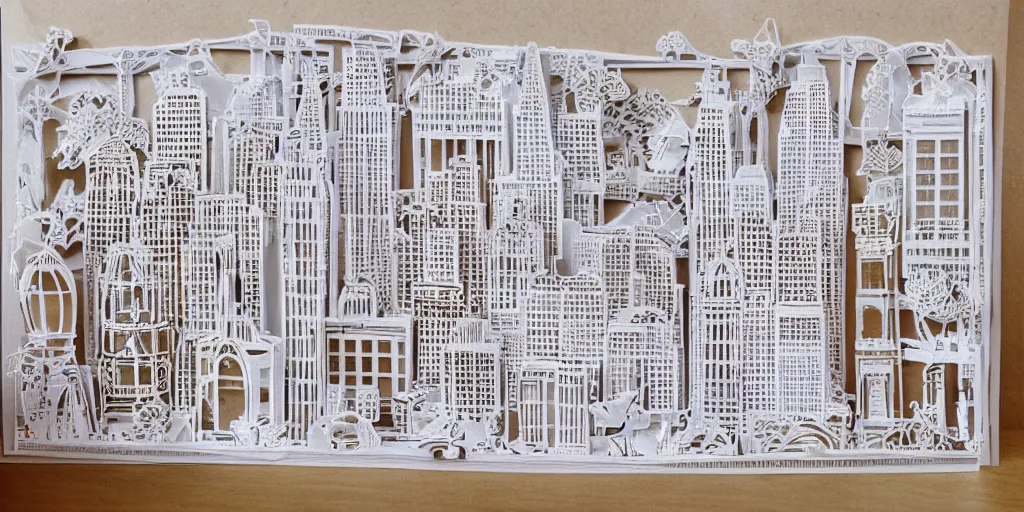 Image similar to papercraft scene paper cut out of san francisco