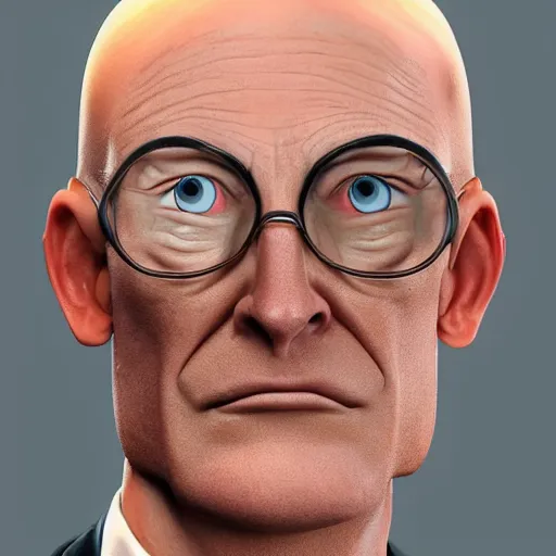 Image similar to A middle-aged Dr. Venture in real life with a hooked nose, a long gaunt face and skinny body and neck, very thin and bald, realistic, very realistic, hyperrealistic, highly detailed, very detailed, extremely detailed, detailed, digital art, oil painting, trending on artstation, headshot and bodyshot, detailed face, very detailed face, extremely detailed face, HD Quality, 8k resolution, very very detailed face, real life