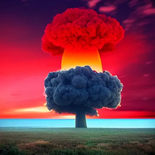 Image similar to mushroom cloud with red sky ’ s