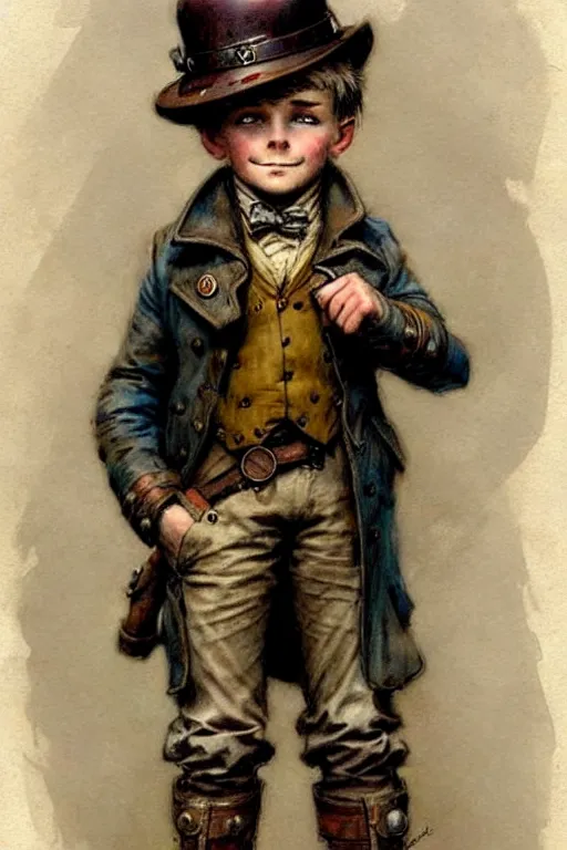 Image similar to (((((1950s steampunk adventurer boy inventer explorer . muted colors.))))) by Jean-Baptiste Monge !!!!!!!!!!!!!!!!!!!!!!!!!!!