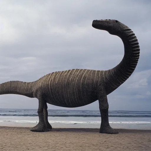 Image similar to a diplodocus in a beach with a text that says Diplodocus envios