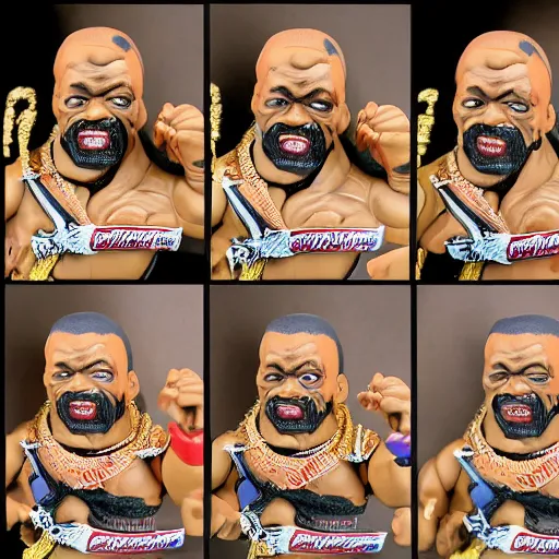 Prompt: mr. t action figure melting on acid, detailed facial expressions, 1 9 8 0 s aesthetic