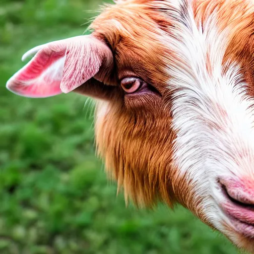 Image similar to a hybrid of a goat and a peach, 8 k, 4 k, professional photography, award winning photo