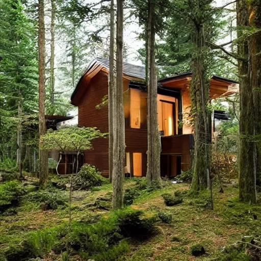 Prompt: very beautiful house in the forest