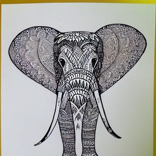 Image similar to elephant, ink illustration, zentangle art, very beautiful masterpiece