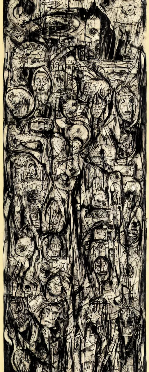 Image similar to user manual of god, by bernard buffet and stephen gammell and emil nolde, 8 k, trending on artstation