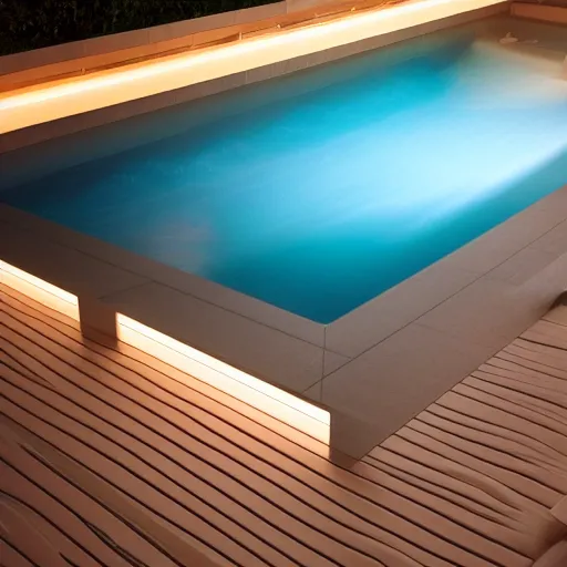 Prompt: liminal space of a pool, ambient lighting, 3 d render, highly detailed, tiles, clean