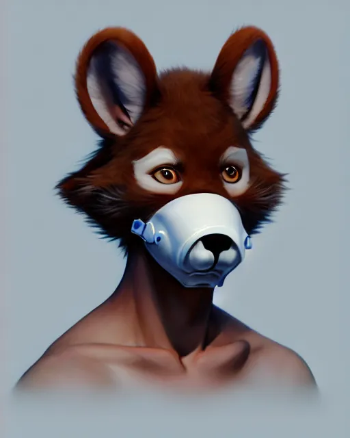 Image similar to character concept art of a cute young male anthropomorphic furry | | adorable muzzle, key visual, realistic shaded perfect face, fine details by stanley artgerm lau, wlop, rossdraws, james jean, andrei riabovitchev, marc simonetti, and sakimichan, trending on weasyl