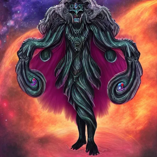 Image similar to Edritch , a cosmic monster god of madness , realistic gothic , digital art , in a distant universe