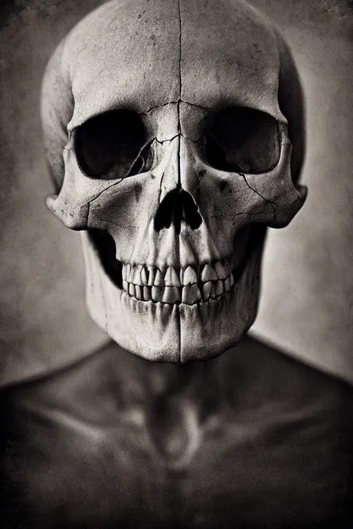 Prompt: portrait of a skull by lee jeffries