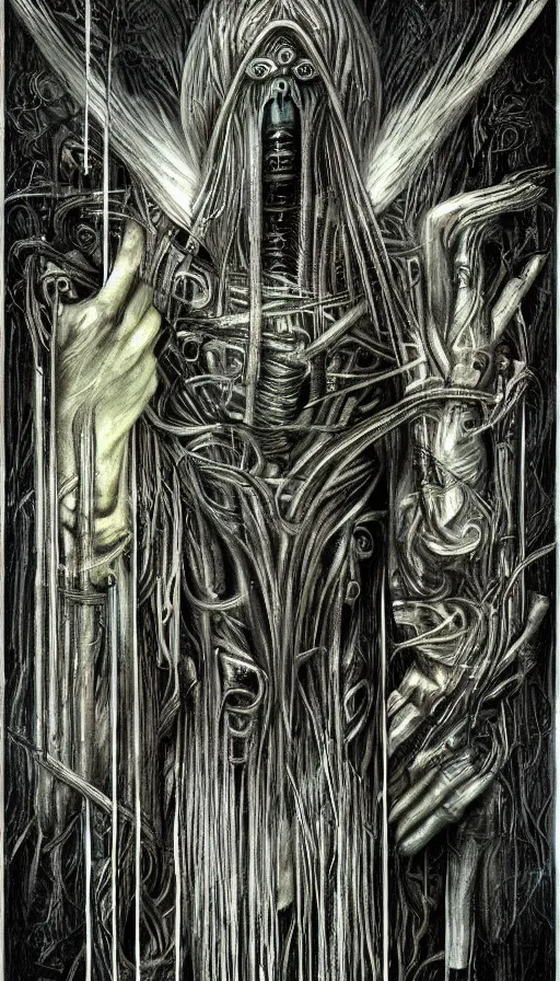 Image similar to portrait of a digital shaman, by hr giger