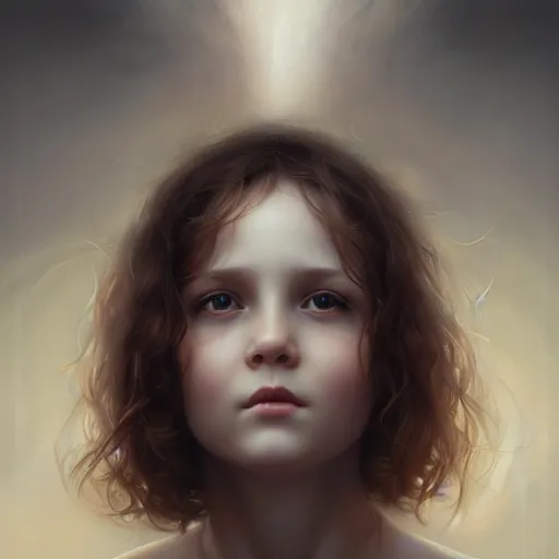 Image similar to pure love is patient love is kind, mother and child ; photorealistic oil painting by charlie bowater and mark brooks ; highly detailed cute faces by wlop ; trending on artstation ; 8 k high resolution, symmetrical, cinematic, high coherence, golden ratio, rule of thirds, perfectly centered ; anatomically correct faces