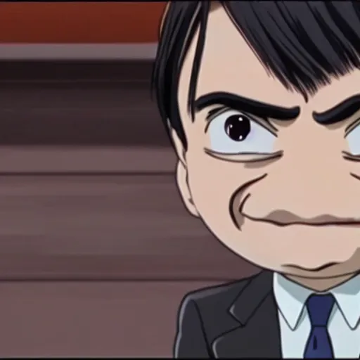 Image similar to A still of Mr Bean in a 2010s anime