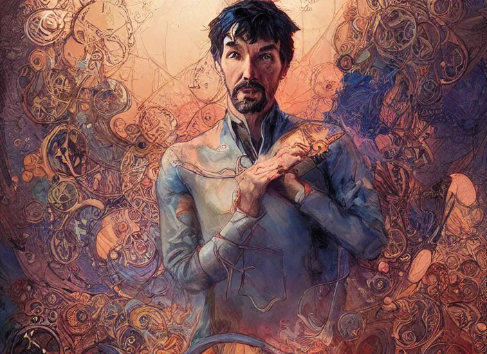 Image similar to a highly detailed beautiful portrait of stephen strange, james gurney, james jean