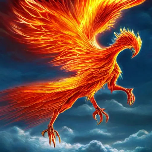 Prompt: hyperdetailed image of a phoenix with its full body flaming and wings spread 8 k extremely detailed hd hyperrealism fiery extremely accurate unbelievably creepy realistic anime