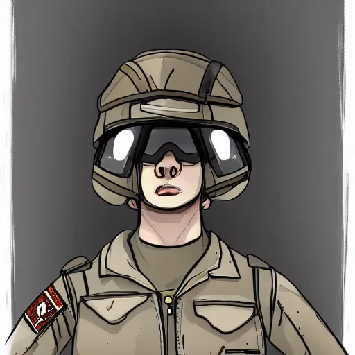 Prompt: killer future soldier peering into the abyss, high quality digital art, cell shading