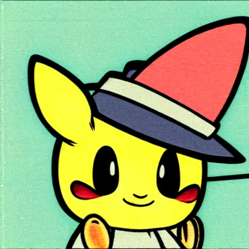 Image similar to Pichu wearing a straw hat by Ken Sugimori