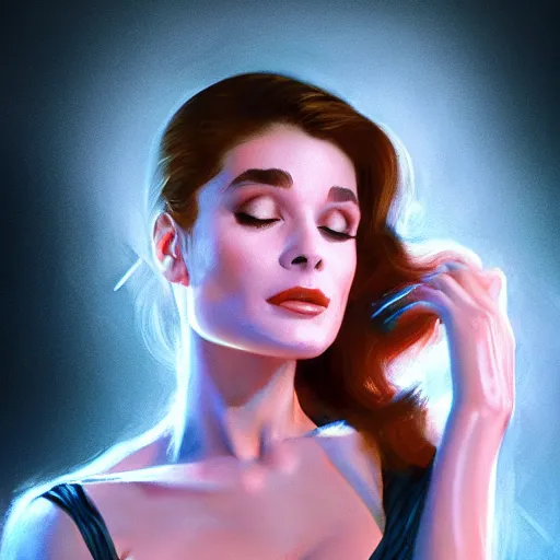 Image similar to holly golightly dancing in a nightclub, anatomy, bathed in light, highly detailed, photorealistic, artstation, smooth, sharp focus, illustration, unreal engine 5, 8 k, art by artgerm and greg rutkowski and edgar maxence