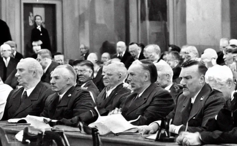 Prompt: 50s movie still of very diverse soviet generals head with very detailed faces in a stalinist parlement, by Alexei Guerman, Cinestill 800t 35mm black and white, heavy grainy picture, very detailed, high quality, 4k, HD criterion, precise texture, diverse faces, diverse haircuts, diverse ages, precise faces