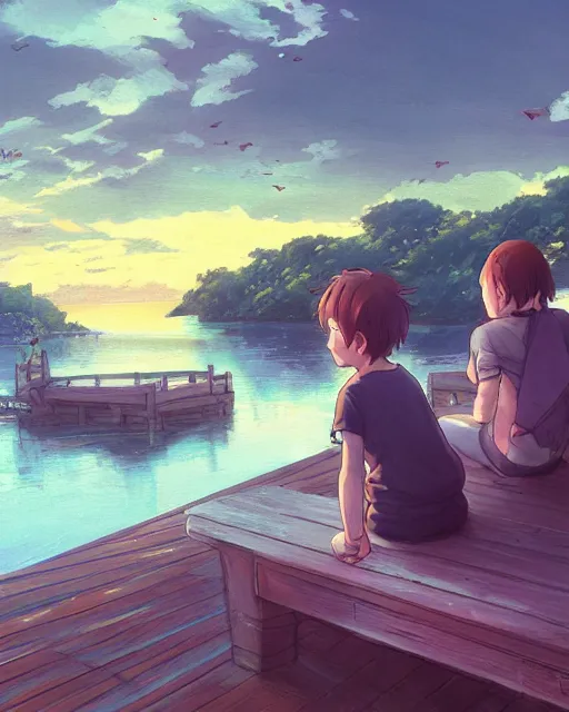 Wallpaper pier, berth, lass, an anime, anime - free pictures on Fonwall