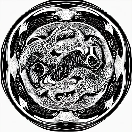 Prompt: a ying yang formed of a phoenix and a dragon, ornate, highly detailed.
