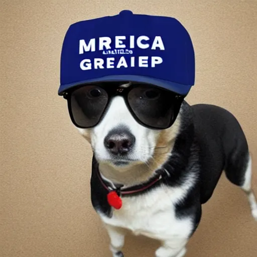 Prompt: doge wearing a make america great again cap, realistic,