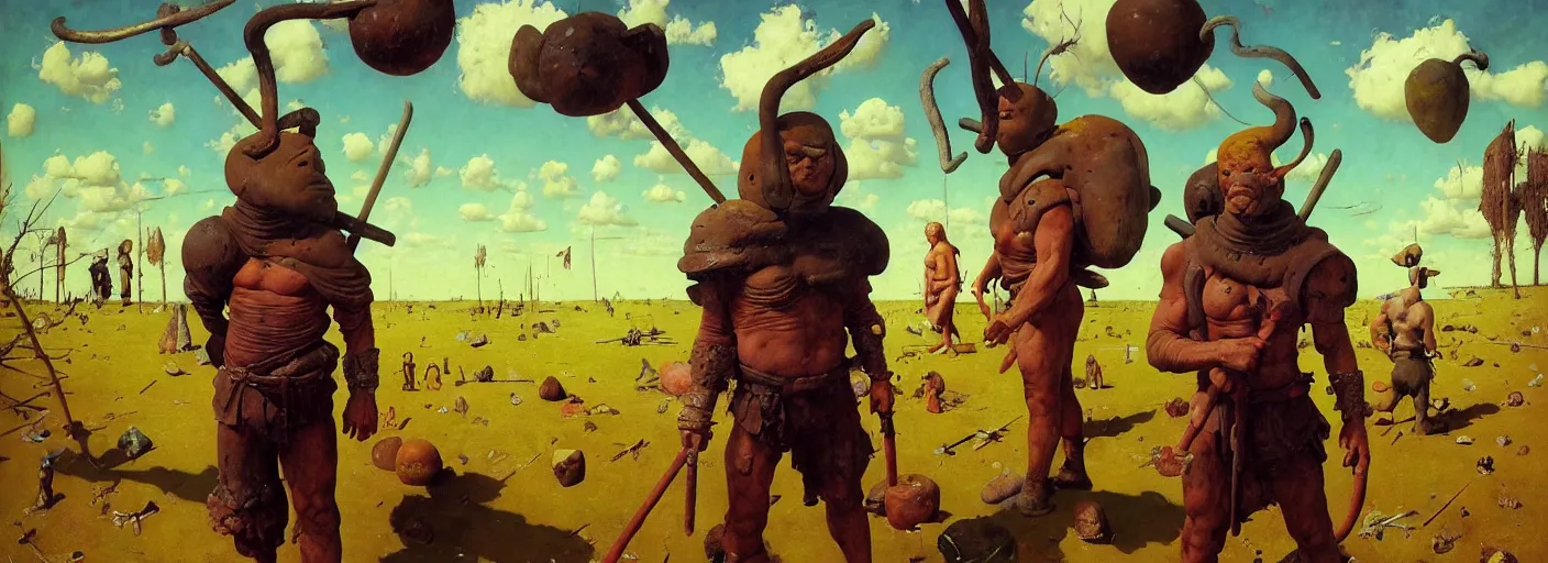 Image similar to full - body portrait surreal colorful clay fighting artstation rpg barbarian character concept art anatomy, action pose, very coherent and colorful high contrast masterpiece by norman rockwell franz sedlacek hieronymus bosch dean ellis simon stalenhag rene magritte gediminas pranckevicius, dark shadows, sunny day, hard lighting, reference sheet white! background