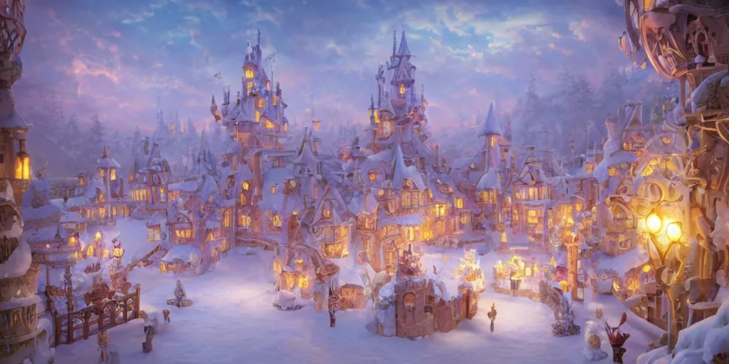 Prompt: A fairy-tale style factory made of ice cream， full of details, matte painting, concept art, smooth, by Cory Loftis and Thomas Kinkade and WLOP，Soft light atmosphere，trending on cgsociety and Blender， unreal engine，8kHDR，light effect，rtx on，-H 768