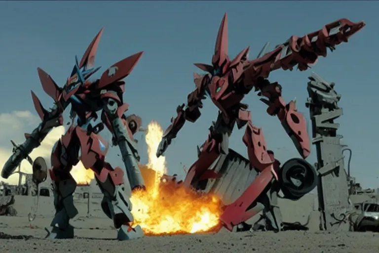 Prompt: gurren lagann in a still from the movie district 9 ( 2 0 0 9 ) directed, by neill blomkamp, post processed