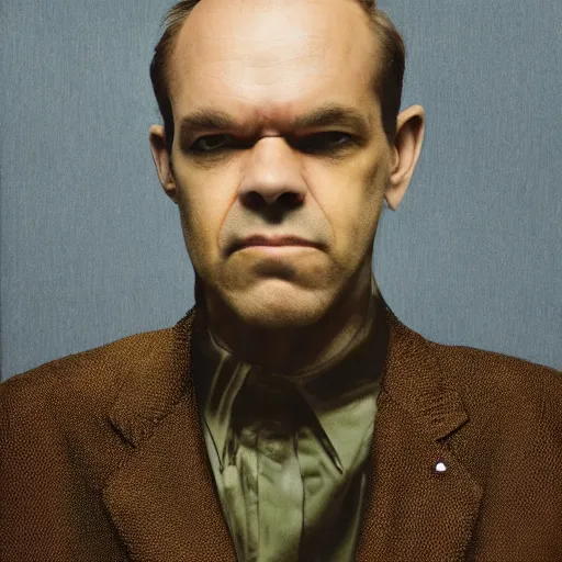 Prompt: a portrait of agent smith with background scenery by juergen teller, iris van herpen