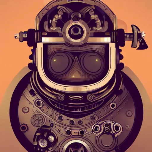 Prompt: hyperdetailed portrait of a spaced out steampunk robot head, 8 k, symetrical, halluzinogenic, meditative, vector art, black background