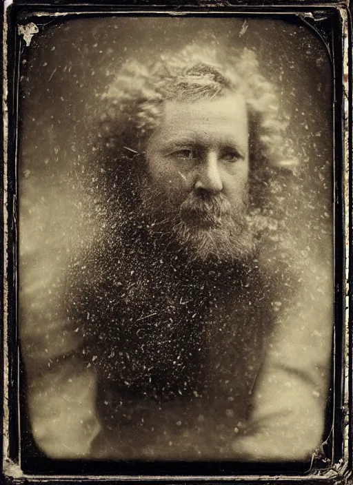 Image similar to old wetplate daguerreotype portrait, explosion of data fragments, fractal, intricate, elegant, highly detailed, parallax, leica, medium format, subsurface scattering, by damian hirst