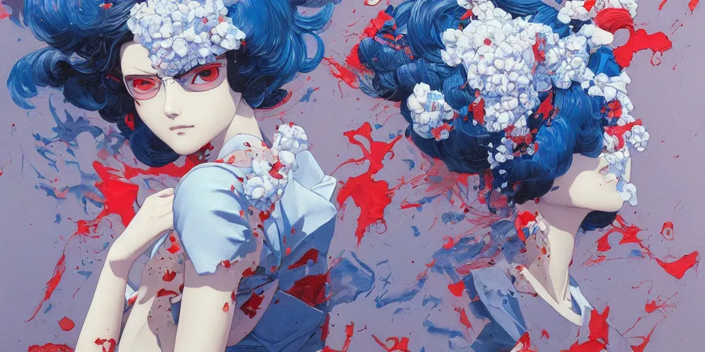 Image similar to perfect blue oil painting art by james jean and katsuhiro otomo and erik jones, inspired by akira anime, smooth texture, intricate oil painting, high detail illustration, sharp high detail, long exposure