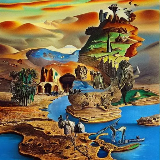 Image similar to kurdistan painted by salvador dali, highly detailed, insanely intricate, award winning art, trending on artstation