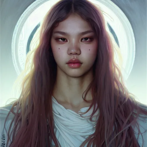 Prompt: portrait of jossi of blackpink, highly detailed, digital painting, smooth, sharp focus, illustration, ultra realistic, 8 k, strong and powerful confident art by artgerm and greg rutkowski and alphonse mucha