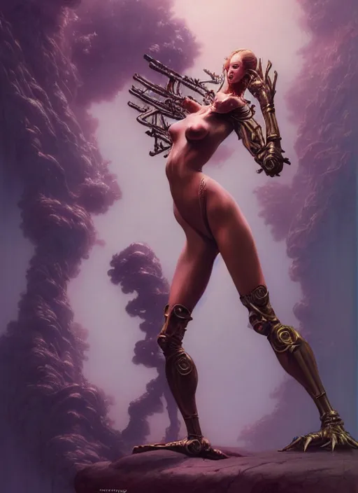 Image similar to girls posing seductively, fantasy character portrait, bikini, bodysuit, leotard, ultra realistic, wide angle, intricate details, the fifth element artifacts, highly detailed by peter mohrbacher, hajime sorayama, wayne barlowe, boris vallejo, aaron horkey, gaston bussiere, craig mullins