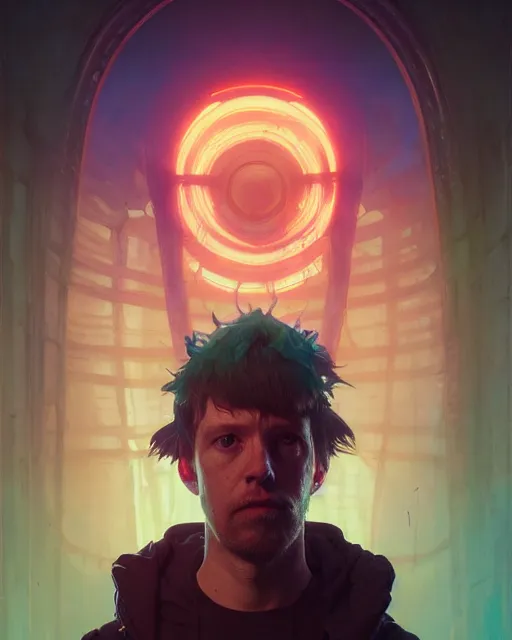 Prompt: highly detailed surreal vfx portrait of a postcyberpunk mage stephen bliss, unreal engine, greg rutkowski, loish, rhads, beeple, makoto shinkai and lois van baarle, ilya kuvshinov, rossdraws, tom bagshaw, alphonse mucha, global illumination, detailed and intricate environment