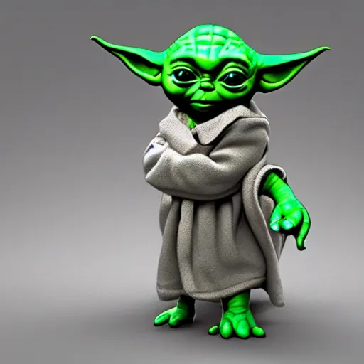 Prompt: baby yoda by bill watterson but in 3 d.