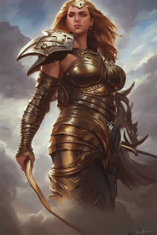 Image similar to amazon valkyrie athena, d & d, fantasy, portrait, highly detailed, headshot, digital painting, trending on artstation, concept art, sharp focus, illustration, art by artgerm and greg rutkowski and magali villeneuve