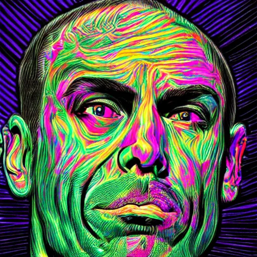 Image similar to joe rogan LSD, colorful, trippy, detailed