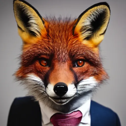 Prompt: a fox animal dressed in a suit in the style of a presidential campaign poster 8 5 mm f / 1. 4