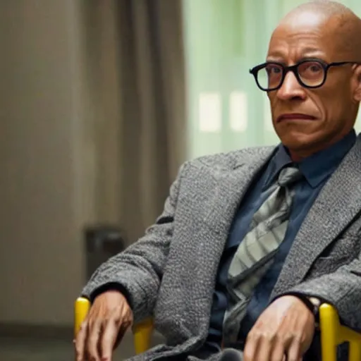 Image similar to movie still of Gus Fring as Professor X in a new X-Men movie