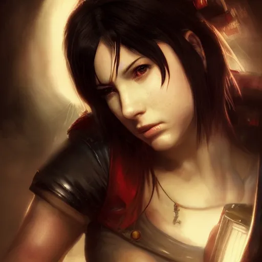 Image similar to seductive Tifa Lockhart portrait, atmospheric lighting, painted, intricate, highly detailed by Leesha Hannigan, Ross Tran, Thierry Doizon, Kai Carpenter,Ignacio Fernández Ríos